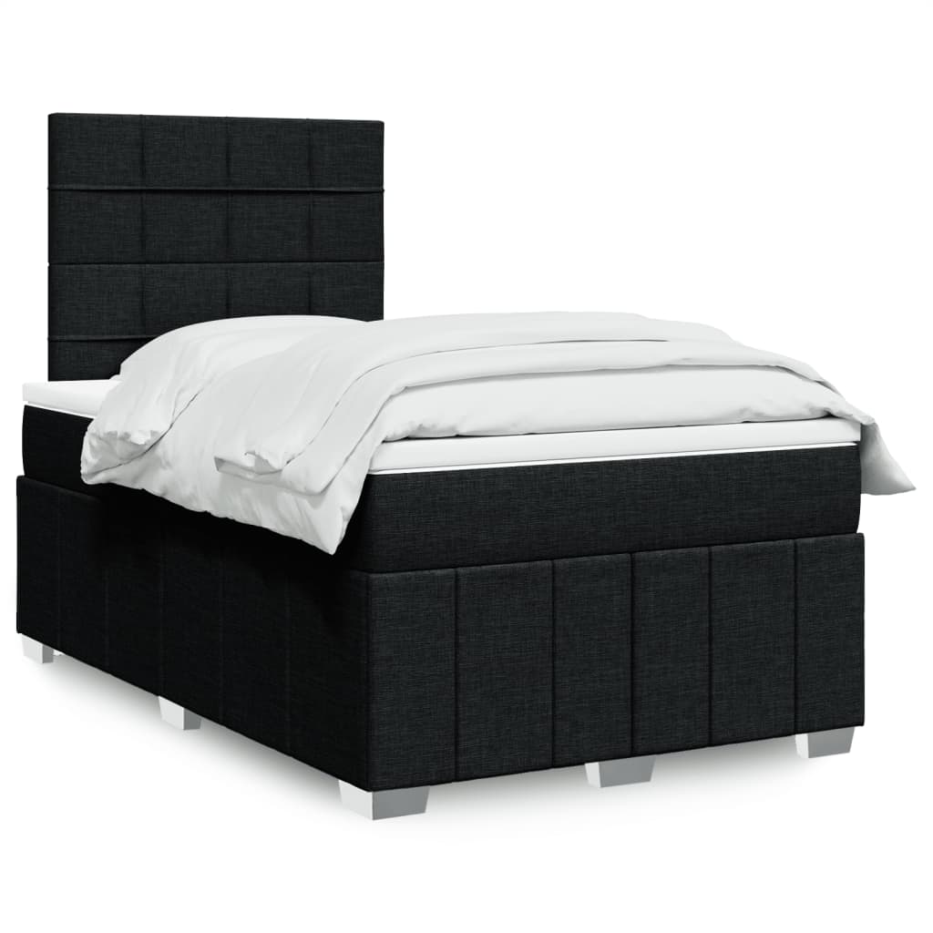 Κρεβάτι Boxspring με Στρώμα Μαύρο 120x190 εκ. Υφασμάτινο