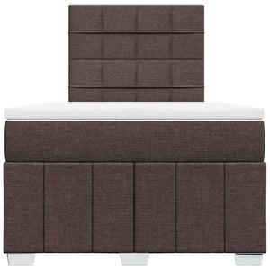 Κρεβάτι Boxspring με Στρώμα Σκούρο Καφέ 120x190 εκ Υφασμάτινο - Pakobazaar