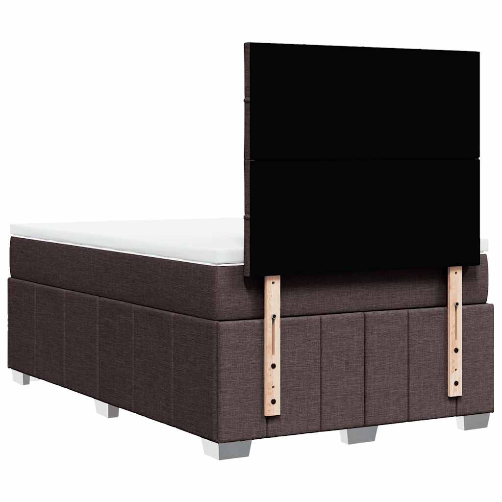 Κρεβάτι Boxspring με Στρώμα Σκούρο Καφέ 120x190 εκ Υφασμάτινο