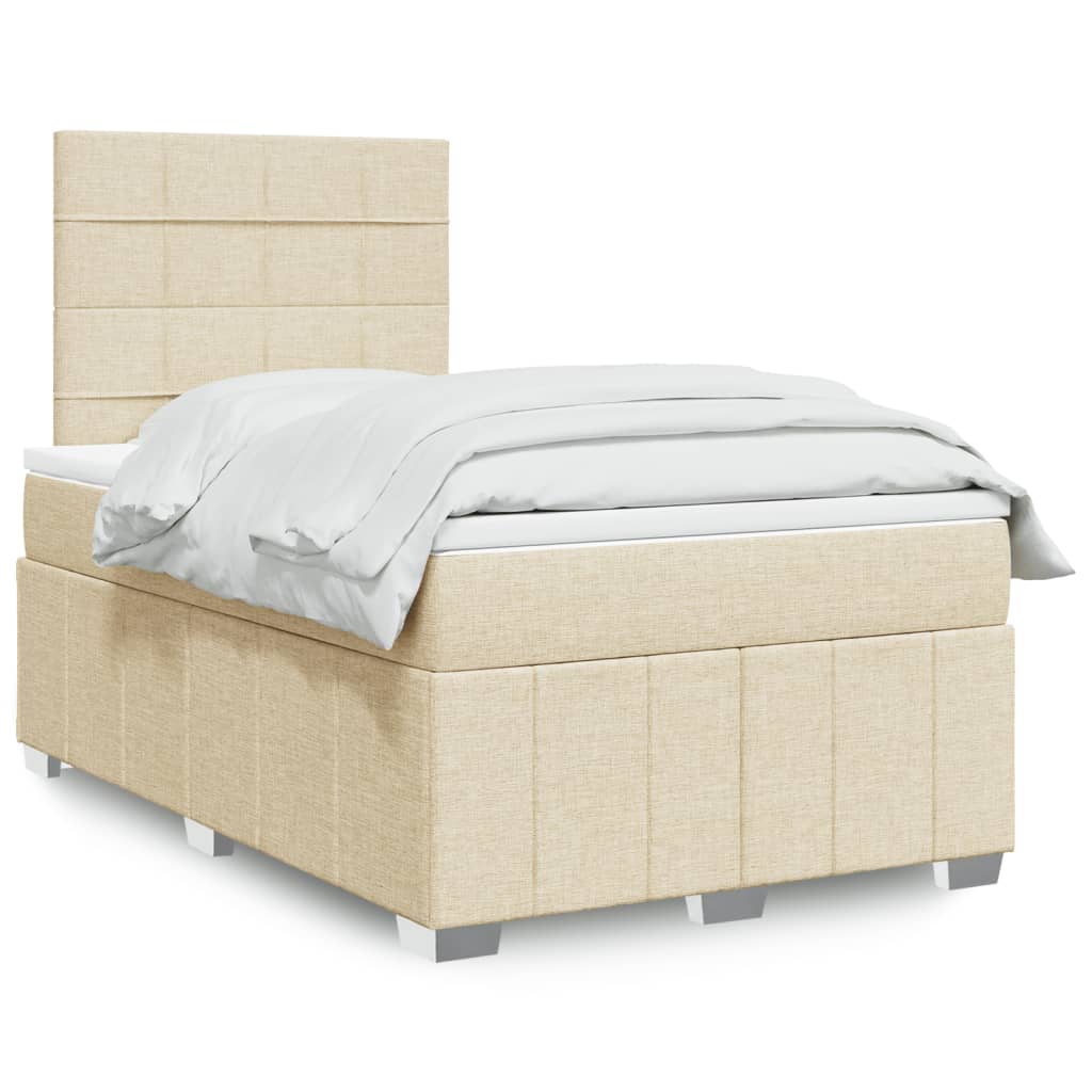 Κρεβάτι Boxspring με Στρώμα Κρεμ 120x190 εκ. Υφασμάτινο