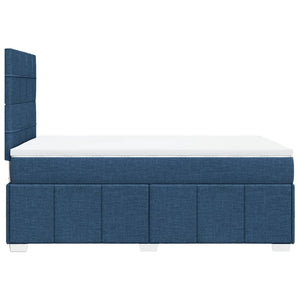 Κρεβάτι Boxspring με Στρώμα Μπλε 120x190 εκ. Υφασμάτινο - Pakobazaar