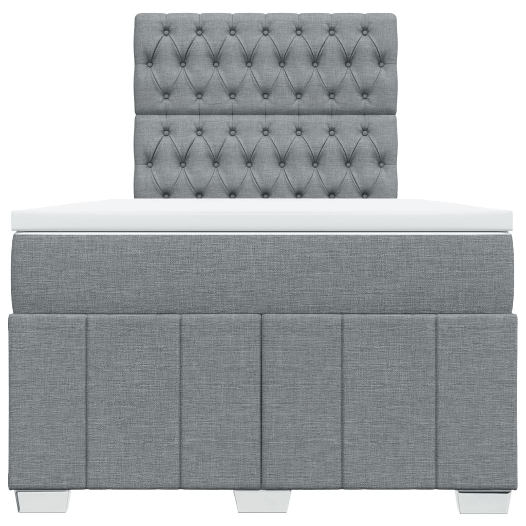 Κρεβάτι Boxspring με Στρώμα Ανοιχτό Γκρι 120x190 εκ. Υφασμάτινο - Pakobazaar