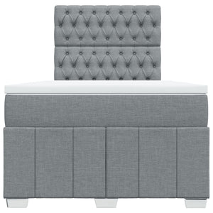 Κρεβάτι Boxspring με Στρώμα Ανοιχτό Γκρι 120x190 εκ. Υφασμάτινο - Pakobazaar