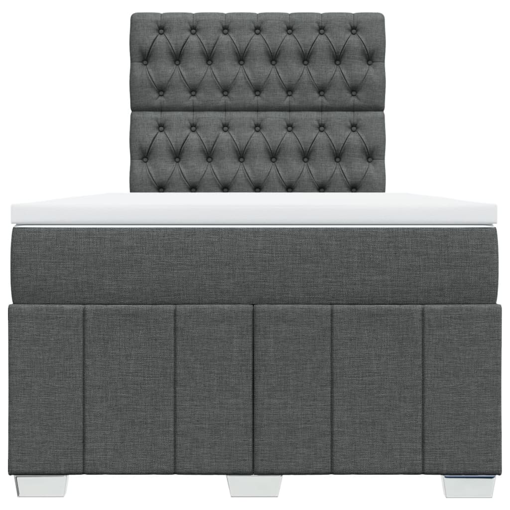 Κρεβάτι Boxspring με Στρώμα Σκούρο Γκρι 120x190 εκ Υφασμάτινο