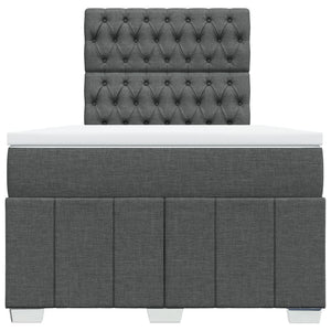 Κρεβάτι Boxspring με Στρώμα Σκούρο Γκρι 120x190 εκ Υφασμάτινο - Pakobazaar