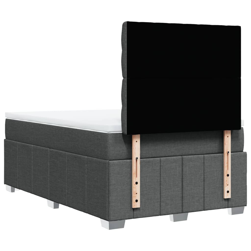 Κρεβάτι Boxspring με Στρώμα Σκούρο Γκρι 120x190 εκ Υφασμάτινο