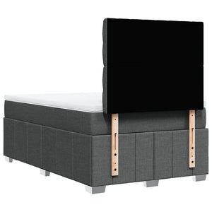 Κρεβάτι Boxspring με Στρώμα Σκούρο Γκρι 120x190 εκ Υφασμάτινο - Pakobazaar
