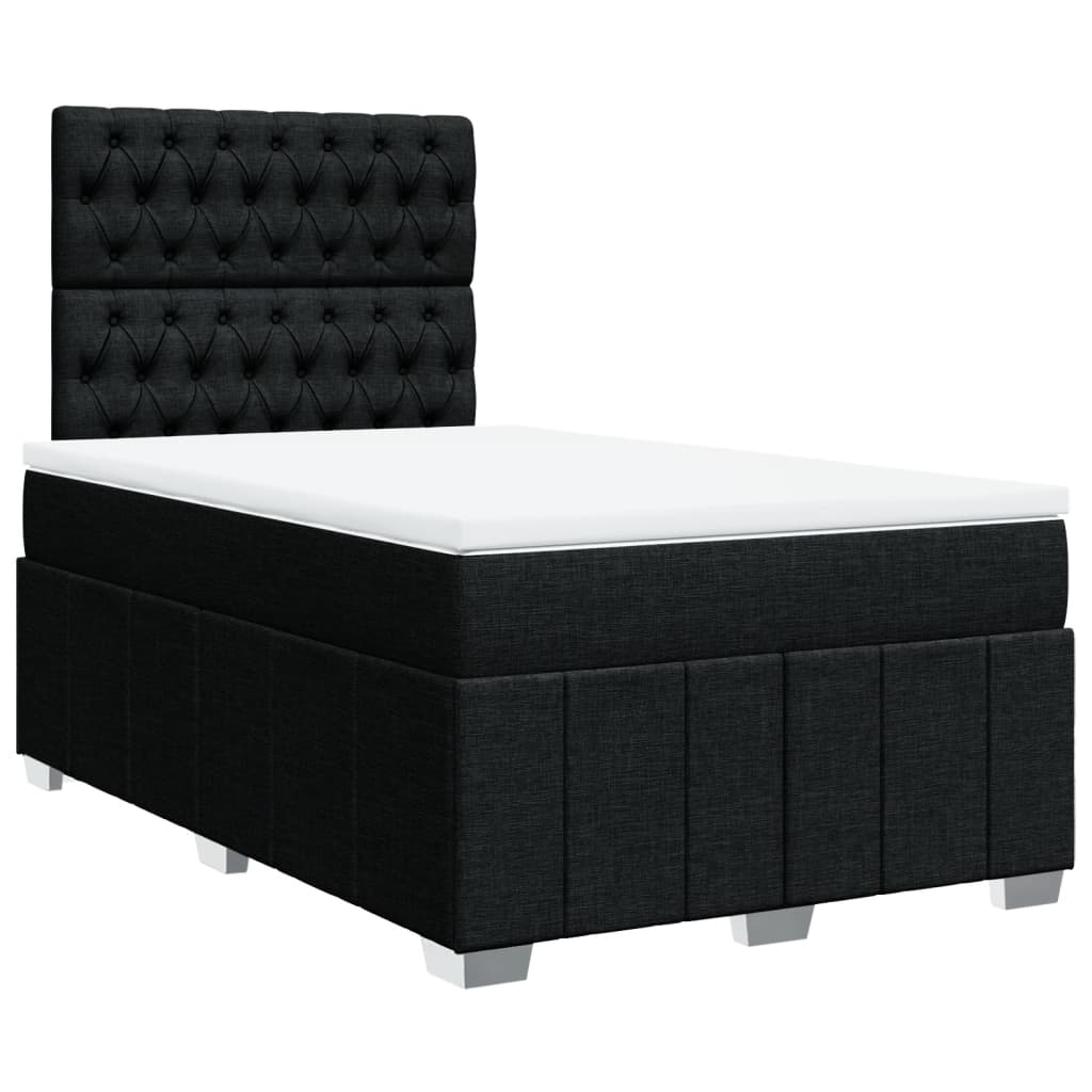 Κρεβάτι Boxspring με Στρώμα Μαύρο 120x190 εκ. Υφασμάτινο - Pakobazaar