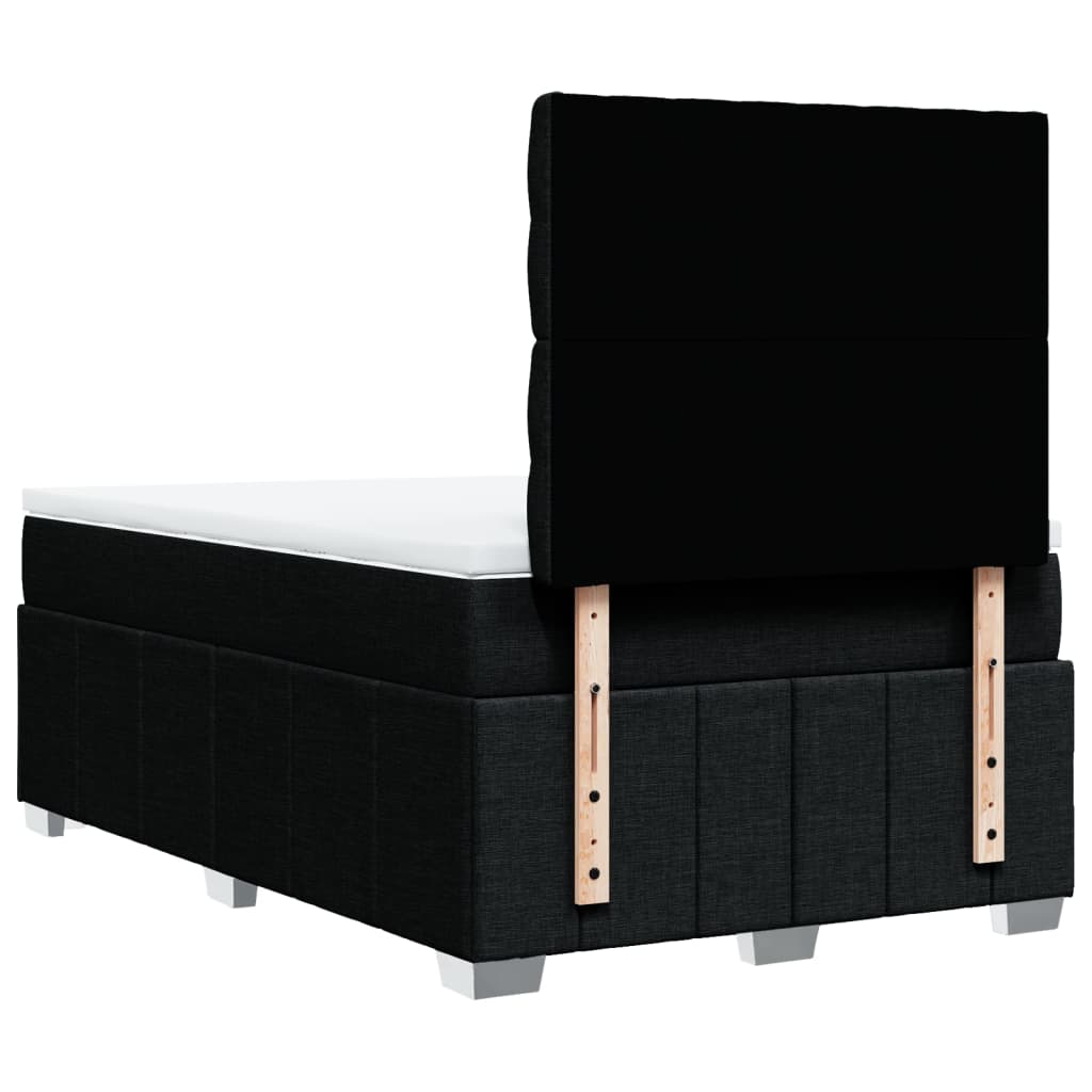 Κρεβάτι Boxspring με Στρώμα Μαύρο 120x190 εκ. Υφασμάτινο - Pakobazaar