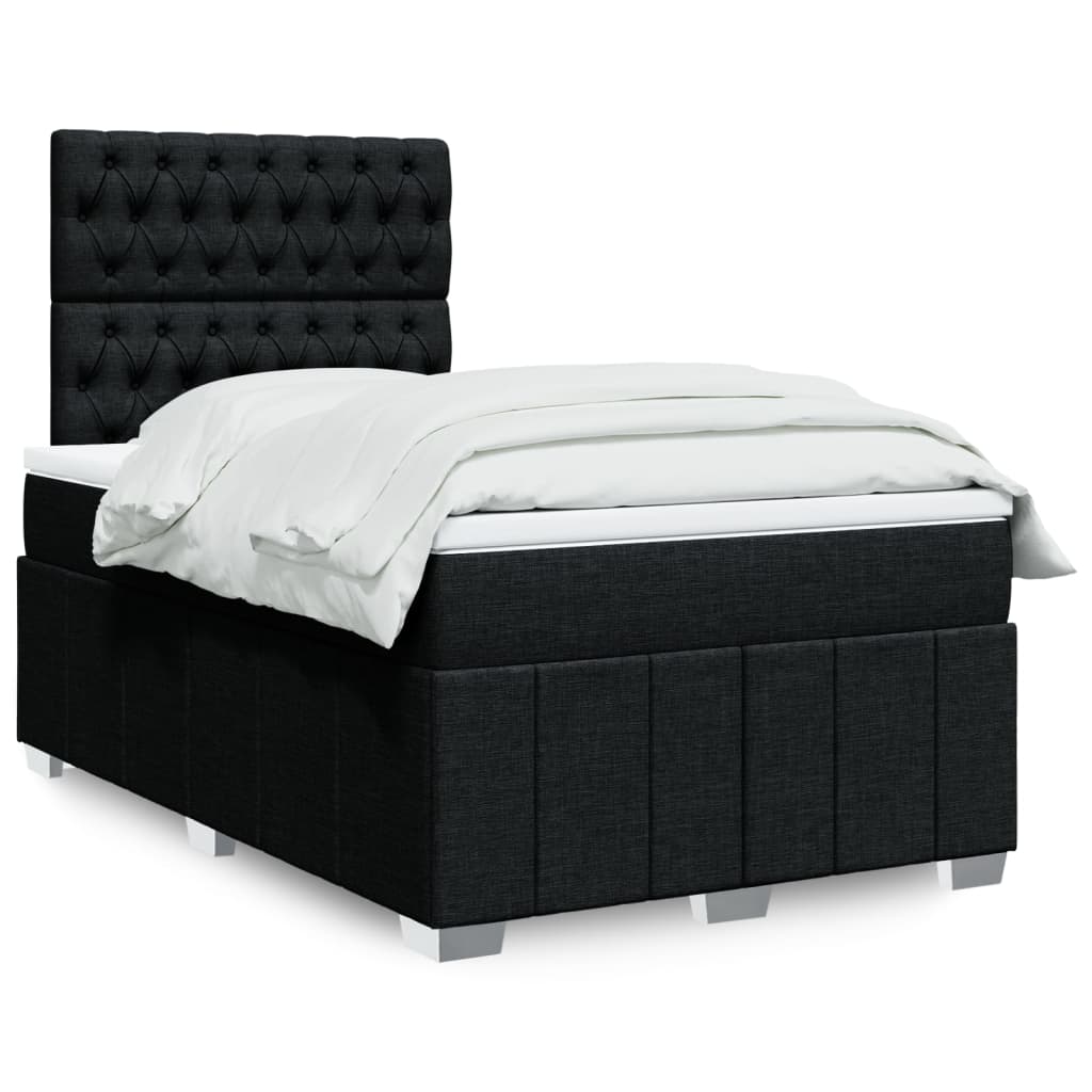 Κρεβάτι Boxspring με Στρώμα Μαύρο 120x190 εκ. Υφασμάτινο - Pakobazaar