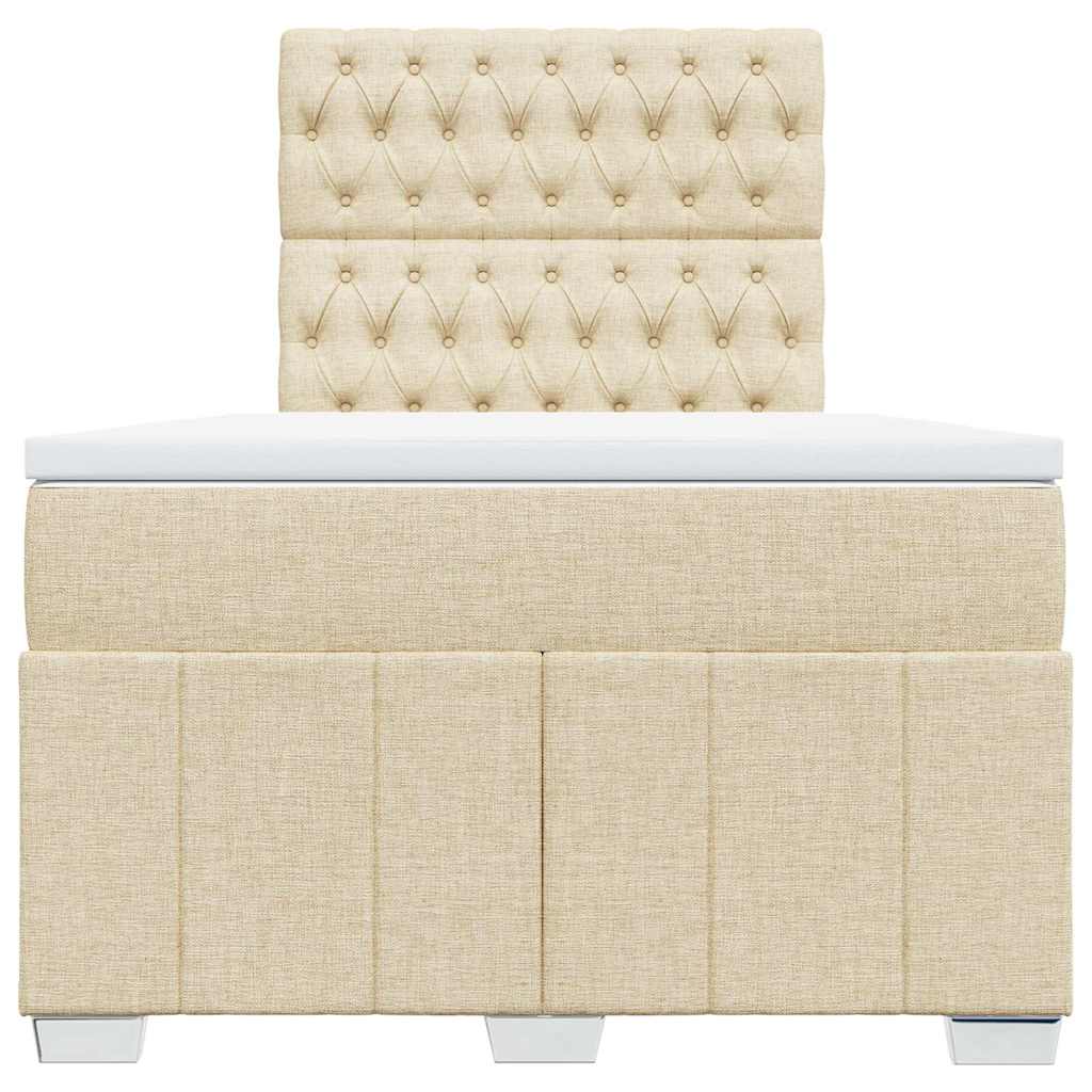 Κρεβάτι Boxspring με Στρώμα Κρεμ 120x190 εκ. Υφασμάτινο - Pakobazaar