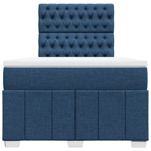 Κρεβάτι Boxspring με Στρώμα Μπλε 120x190 εκ. Υφασμάτινο - Pakobazaar