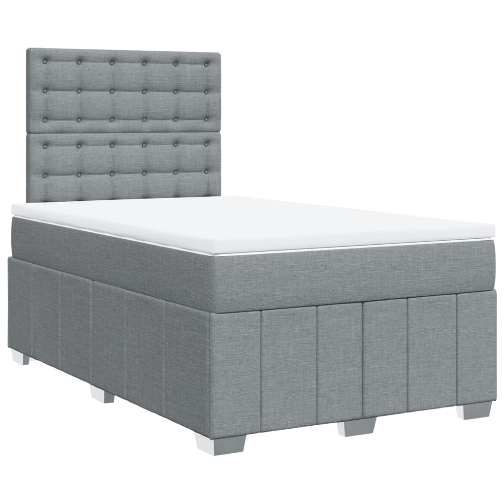 Κρεβάτι Boxspring με Στρώμα Ανοιχτό Γκρι 120x190 εκ. Υφασμάτινο - Pakobazaar