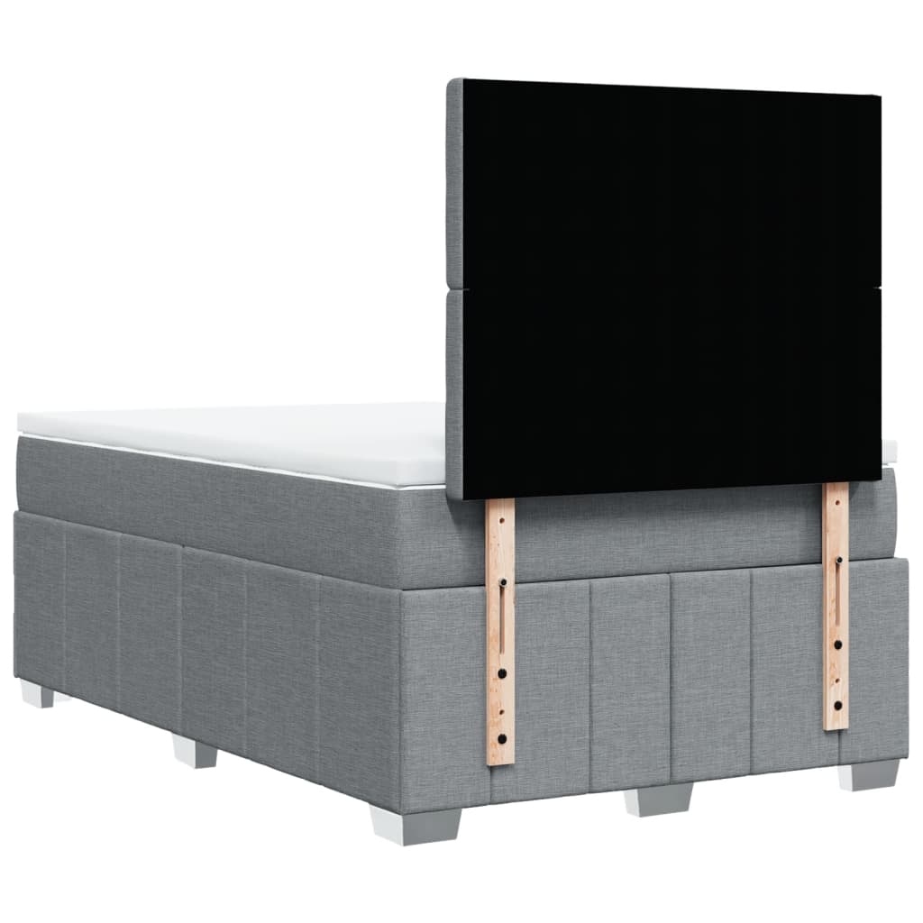 Κρεβάτι Boxspring με Στρώμα Ανοιχτό Γκρι 120x190 εκ. Υφασμάτινο - Pakobazaar
