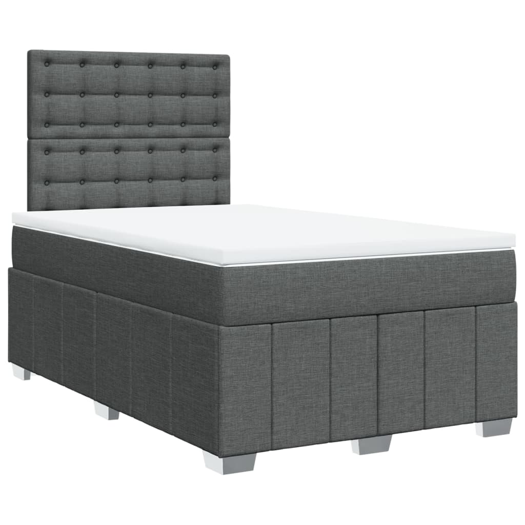 Κρεβάτι Boxspring με Στρώμα Σκούρο Γκρι 120x190 εκ Υφασμάτινο - Pakobazaar