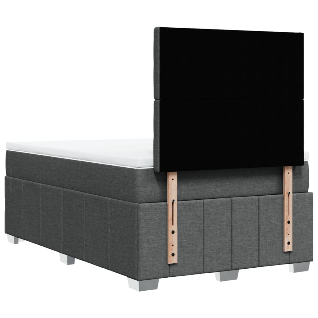 Κρεβάτι Boxspring με Στρώμα Σκούρο Γκρι 120x190 εκ Υφασμάτινο - Pakobazaar
