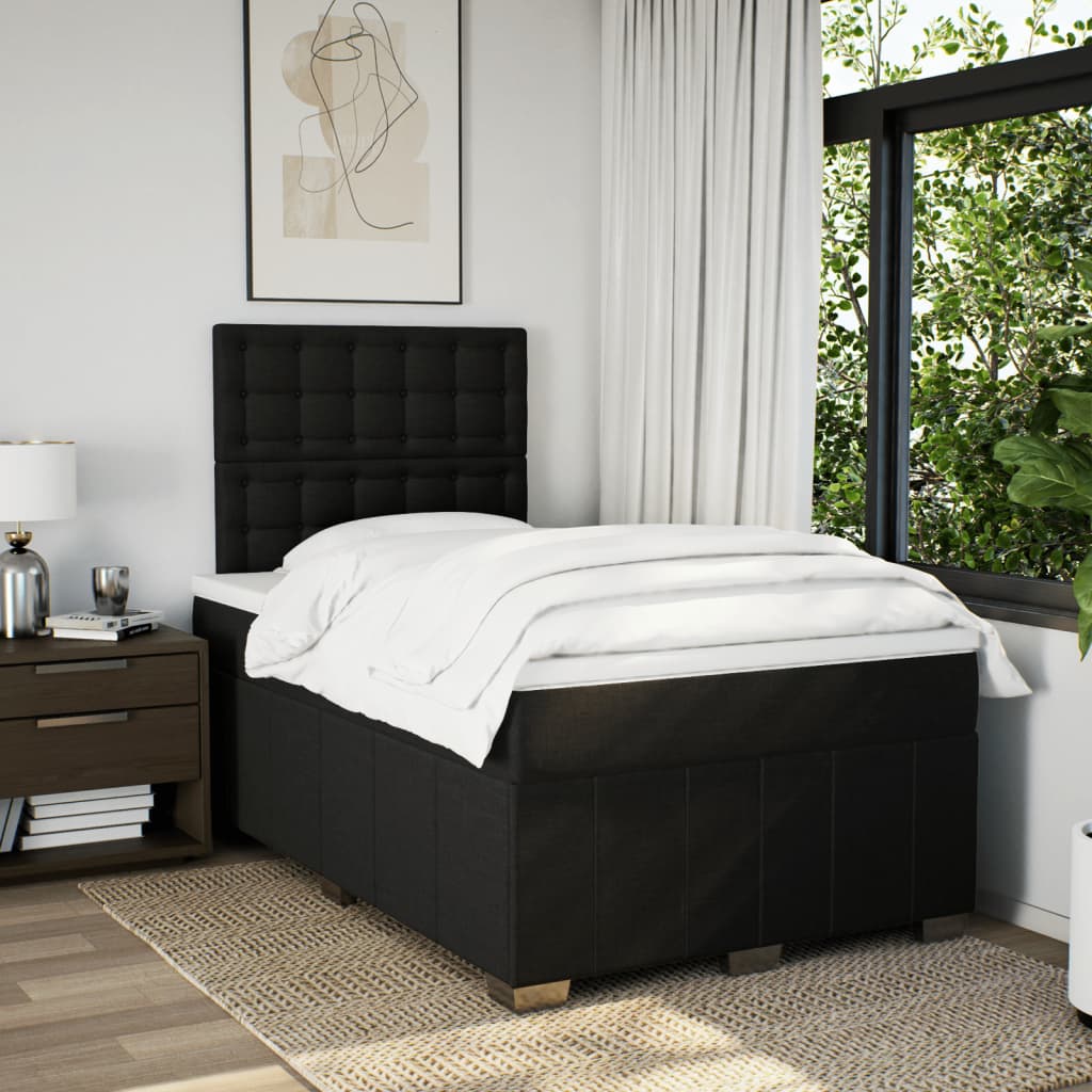 Κρεβάτι Boxspring με Στρώμα Μαύρο 120x190 εκ. Υφασμάτινο