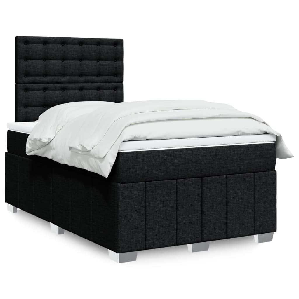 Κρεβάτι Boxspring με Στρώμα Μαύρο 120x190 εκ. Υφασμάτινο