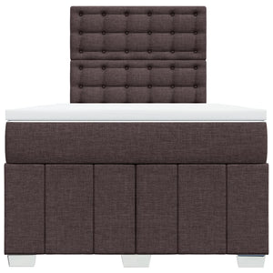 Κρεβάτι Boxspring με Στρώμα Σκούρο Καφέ 120x190 εκ Υφασμάτινο - Pakobazaar