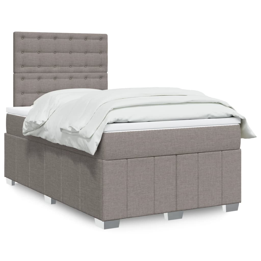 Κρεβάτι Boxspring με Στρώμα Taupe 120x190 εκ. Υφασμάτινο - Pakobazaar