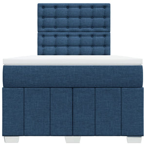 Κρεβάτι Boxspring με Στρώμα Μπλε 120x190 εκ. Υφασμάτινο - Pakobazaar
