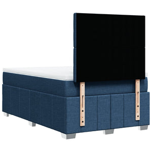 Κρεβάτι Boxspring με Στρώμα Μπλε 120x190 εκ. Υφασμάτινο - Pakobazaar