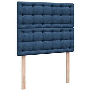 Κρεβάτι Boxspring με Στρώμα Μπλε 120x190 εκ. Υφασμάτινο - Pakobazaar