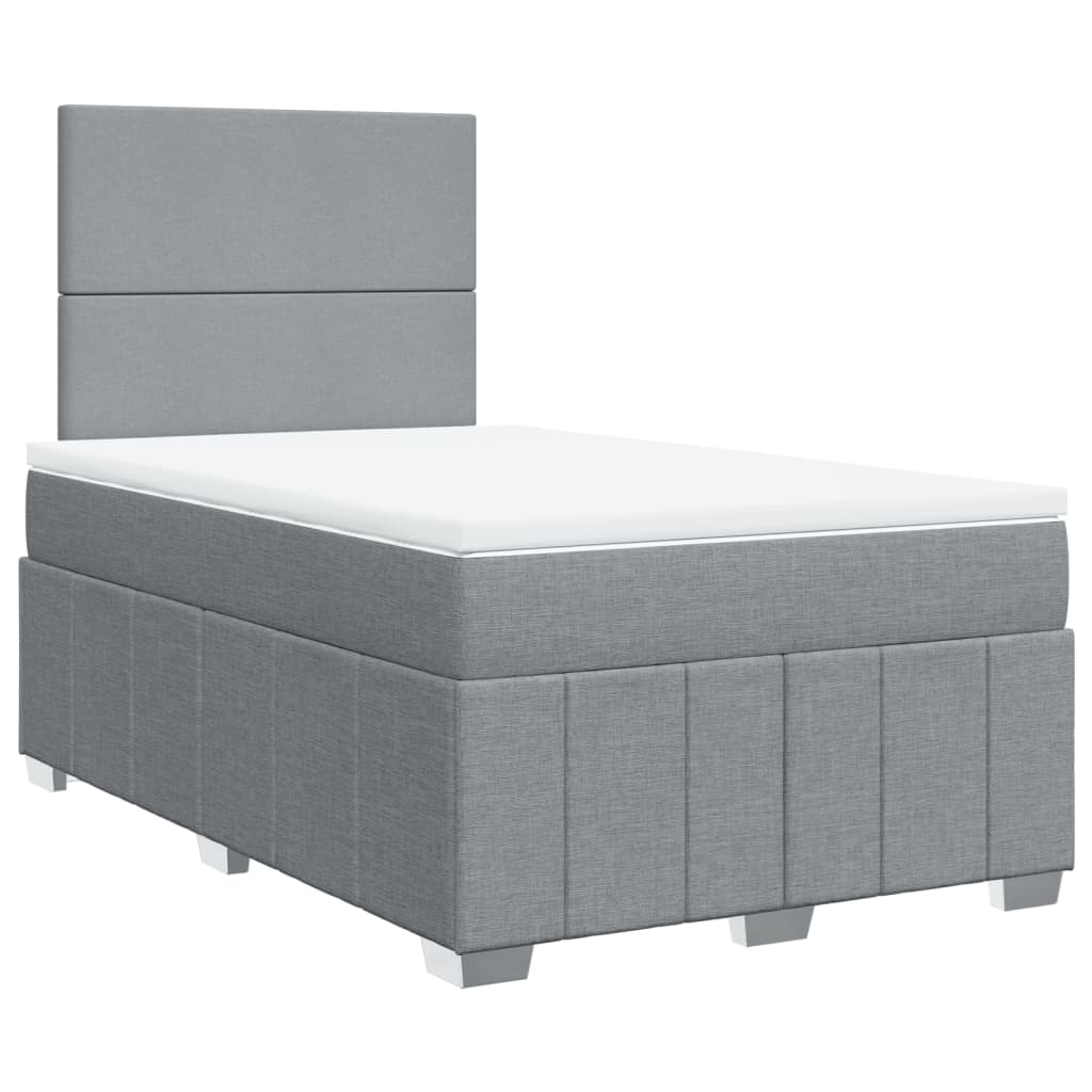 Κρεβάτι Boxspring με Στρώμα Ανοιχτό Γκρι 120x200 εκ. Υφασμάτινο - Pakobazaar