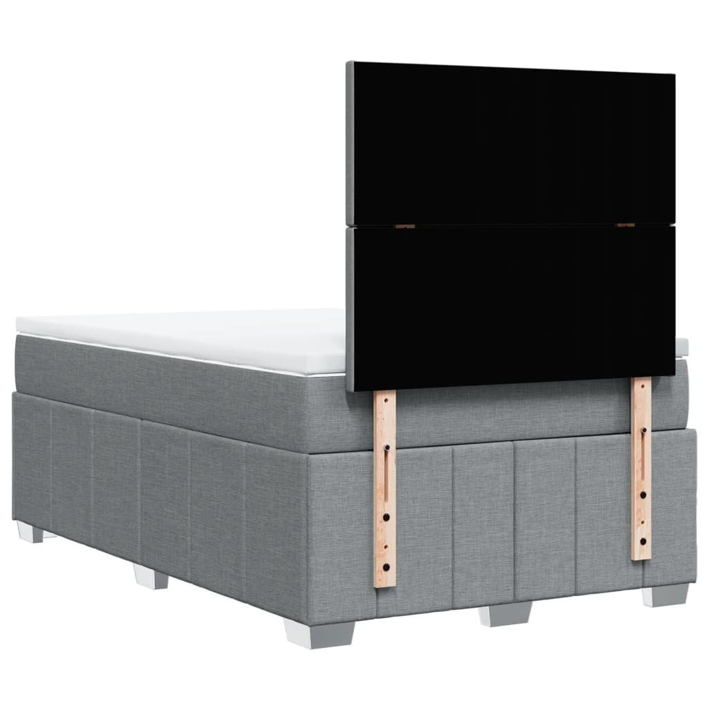 Κρεβάτι Boxspring με Στρώμα Ανοιχτό Γκρι 120x200 εκ. Υφασμάτινο - Pakobazaar