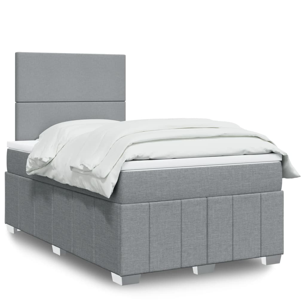 Κρεβάτι Boxspring με Στρώμα Ανοιχτό Γκρι 120x200 εκ. Υφασμάτινο - Pakobazaar