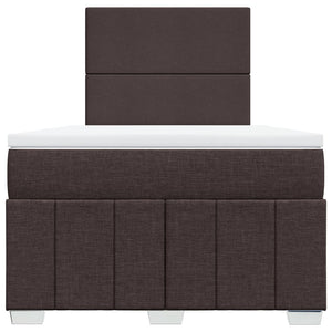 Κρεβάτι Boxspring με Στρώμα Σκούρο Καφέ 120x200 εκ. Υφασμάτινο - Pakobazaar