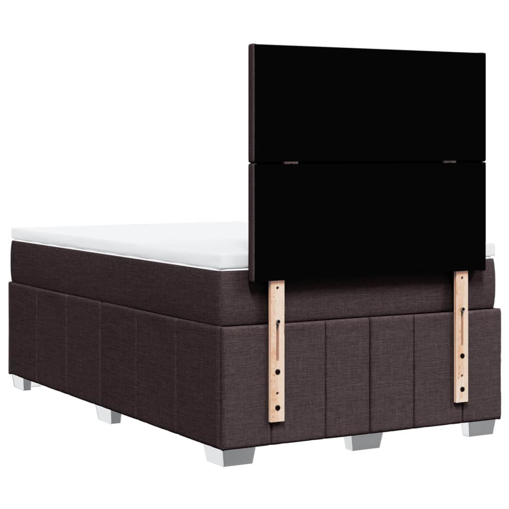 Κρεβάτι Boxspring με Στρώμα Σκούρο Καφέ 120x200 εκ. Υφασμάτινο - Pakobazaar