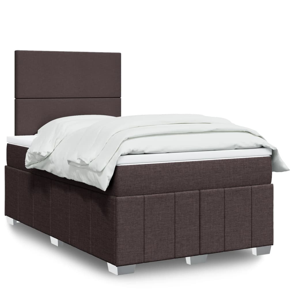 Κρεβάτι Boxspring με Στρώμα Σκούρο Καφέ 120x200 εκ. Υφασμάτινο - Pakobazaar