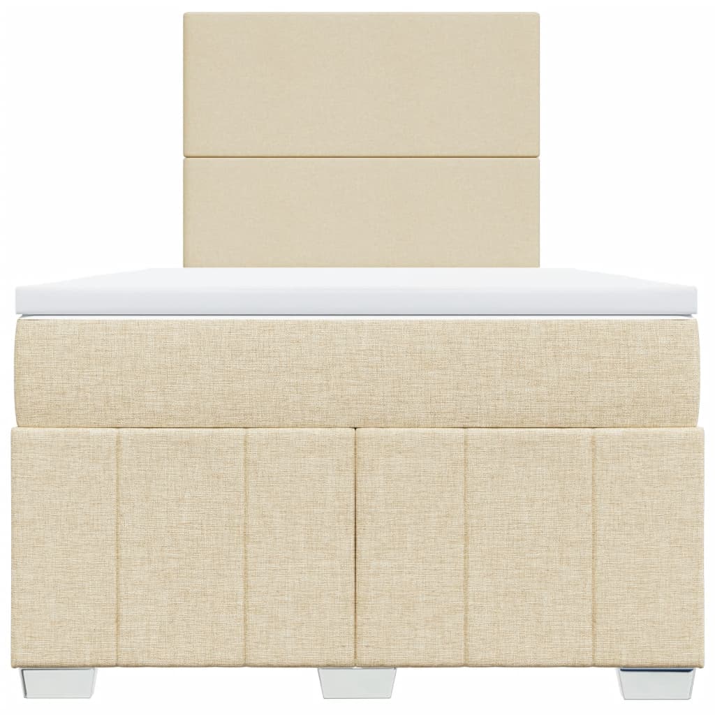 Κρεβάτι Boxspring με Στρώμα Κρεμ 120x200 εκ. Υφασμάτινο - Pakobazaar