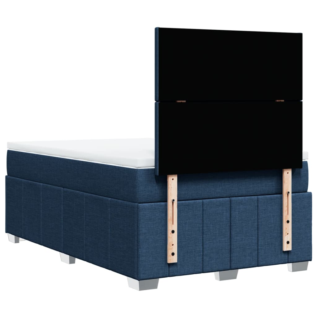 Κρεβάτι Boxspring με Στρώμα Μπλε 120x200 εκ. Υφασμάτινο - Pakobazaar