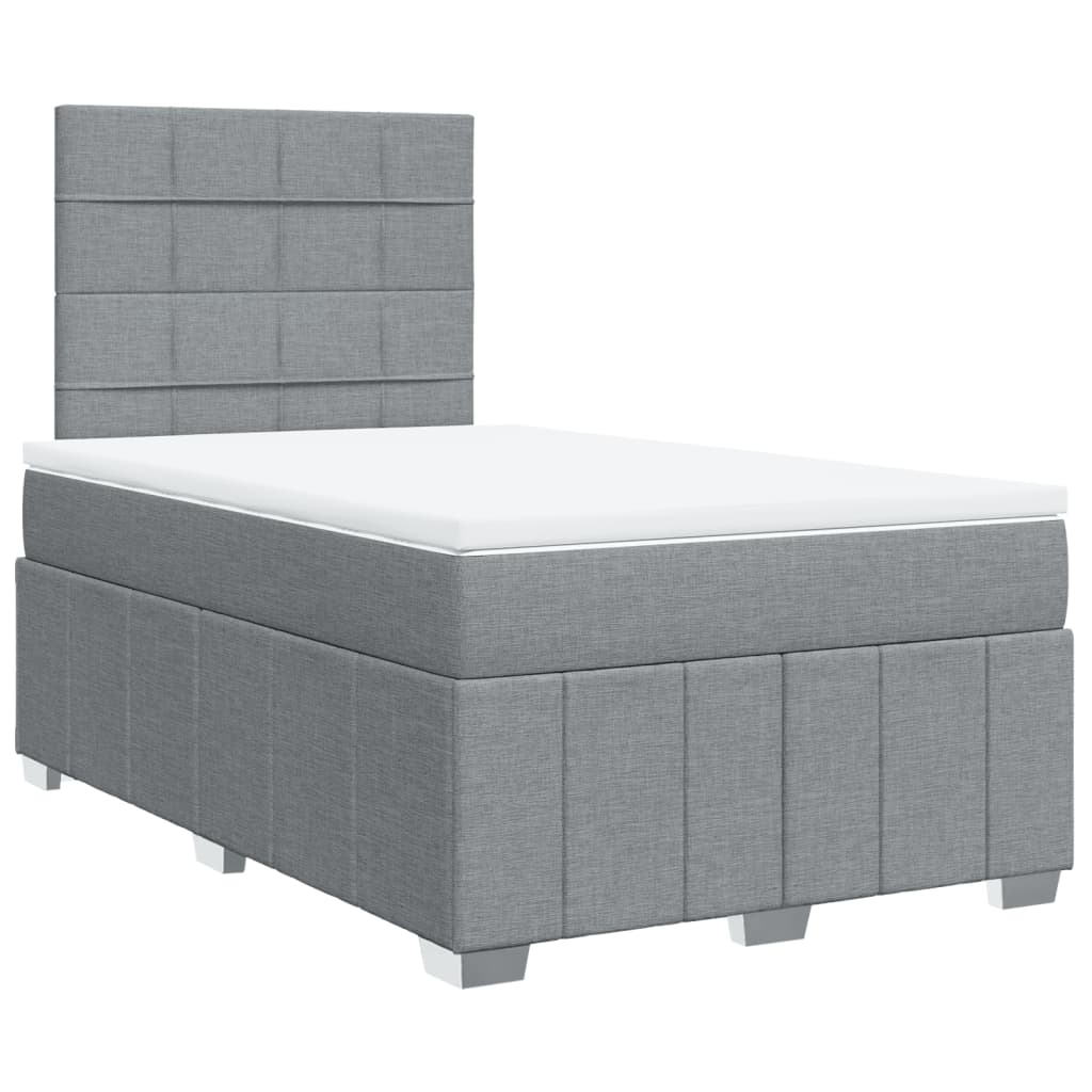 Κρεβάτι Boxspring με Στρώμα Ανοιχτό Γκρι 120x200 εκ. Υφασμάτινο - Pakobazaar