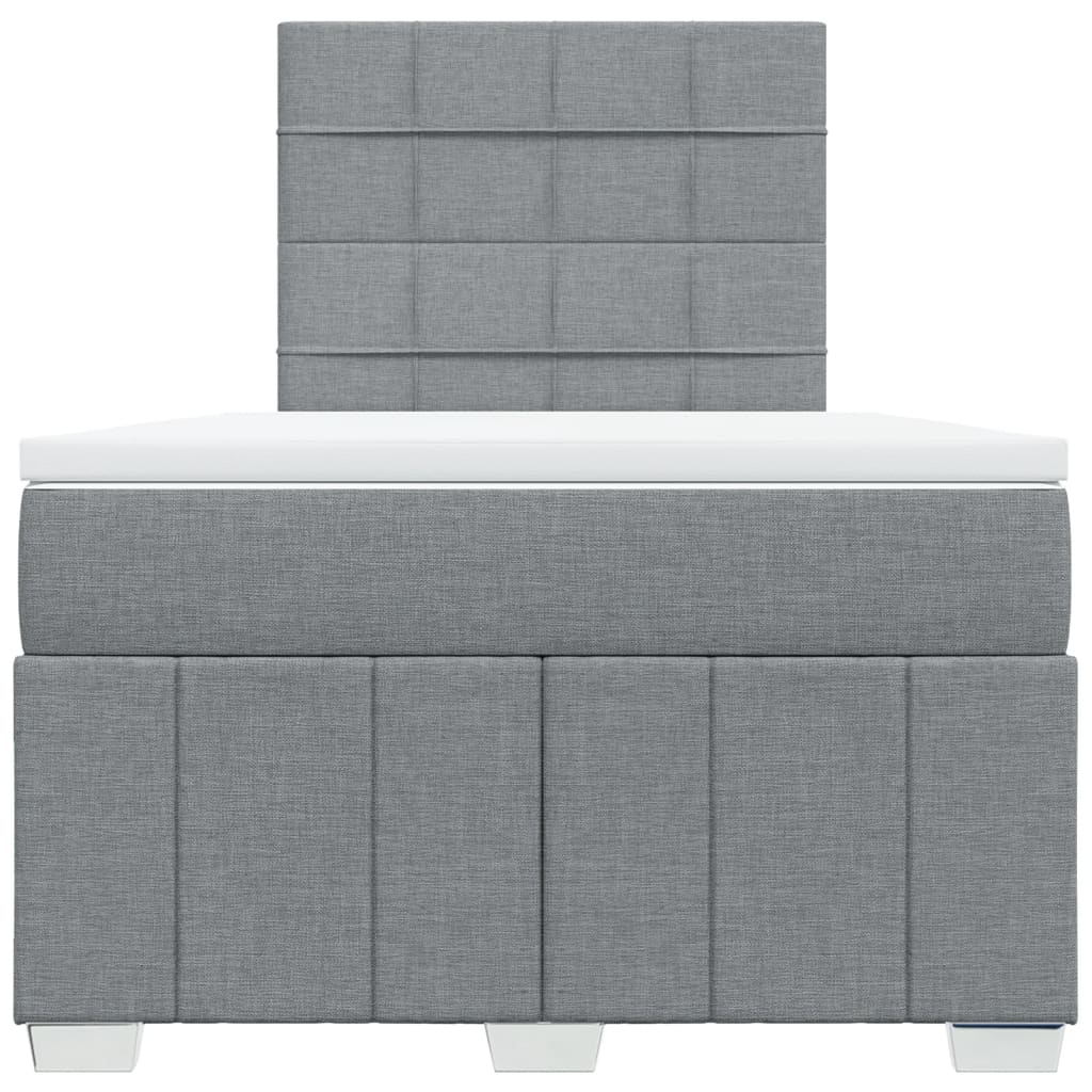 Κρεβάτι Boxspring με Στρώμα Ανοιχτό Γκρι 120x200 εκ. Υφασμάτινο - Pakobazaar