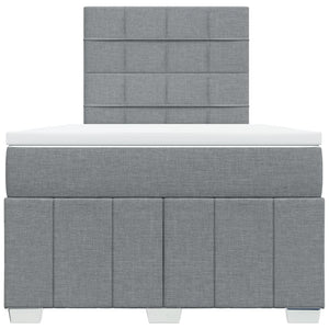 Κρεβάτι Boxspring με Στρώμα Ανοιχτό Γκρι 120x200 εκ. Υφασμάτινο - Pakobazaar