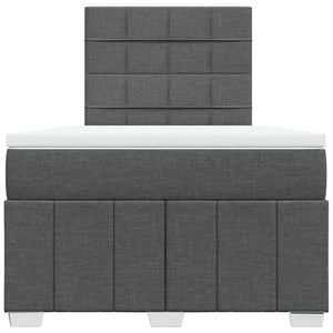Κρεβάτι Boxspring με Στρώμα Σκούρο Γκρι 120x200 εκ. Υφασμάτινο - Pakobazaar