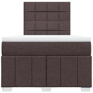 Κρεβάτι Boxspring με Στρώμα Σκούρο Καφέ 120x200 εκ. Υφασμάτινο - Pakobazaar