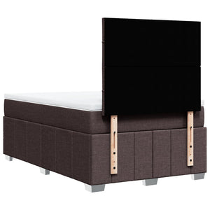 Κρεβάτι Boxspring με Στρώμα Σκούρο Καφέ 120x200 εκ. Υφασμάτινο - Pakobazaar