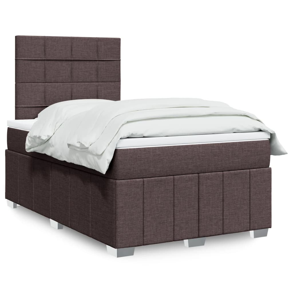 Κρεβάτι Boxspring με Στρώμα Σκούρο Καφέ 120x200 εκ. Υφασμάτινο - Pakobazaar