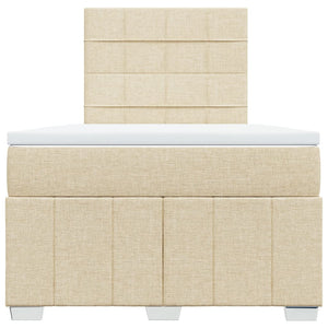 Κρεβάτι Boxspring με Στρώμα Κρεμ 120x200 εκ. Υφασμάτινο - Pakobazaar