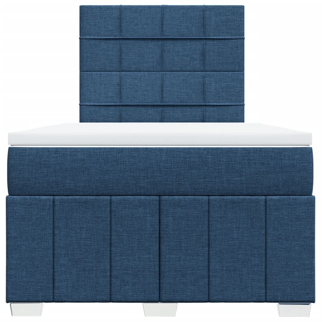 Κρεβάτι Boxspring με Στρώμα Μπλε 120x200 εκ. Υφασμάτινο - Pakobazaar
