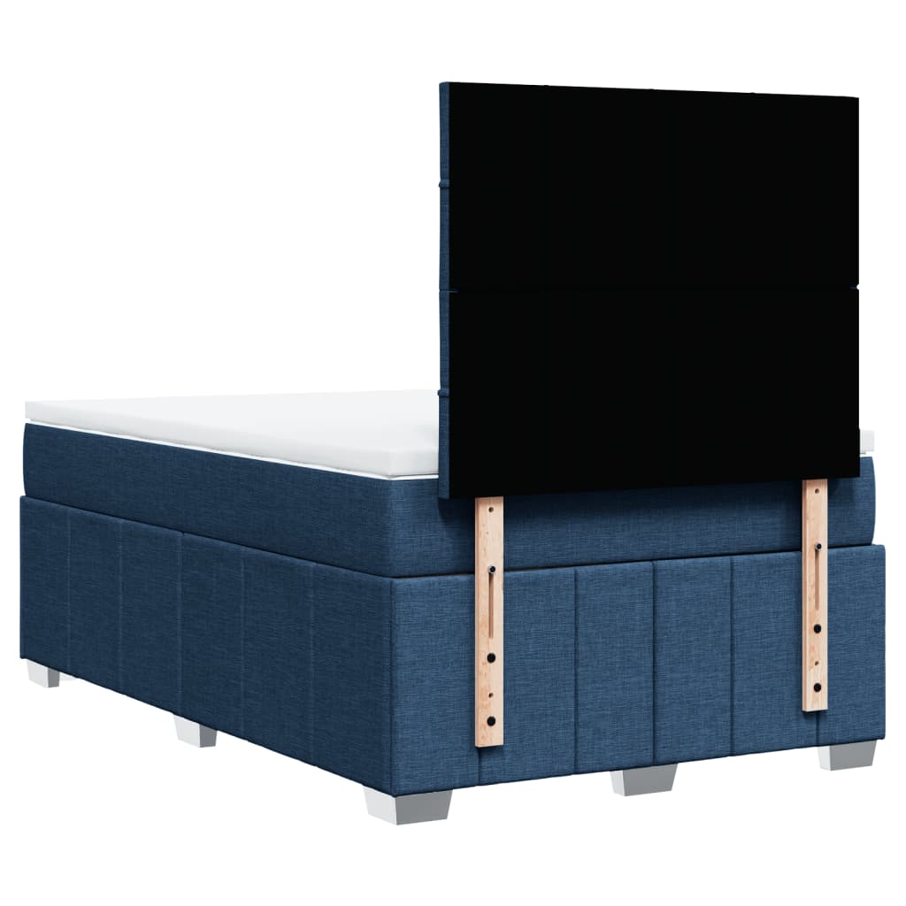 Κρεβάτι Boxspring με Στρώμα Μπλε 120x200 εκ. Υφασμάτινο - Pakobazaar