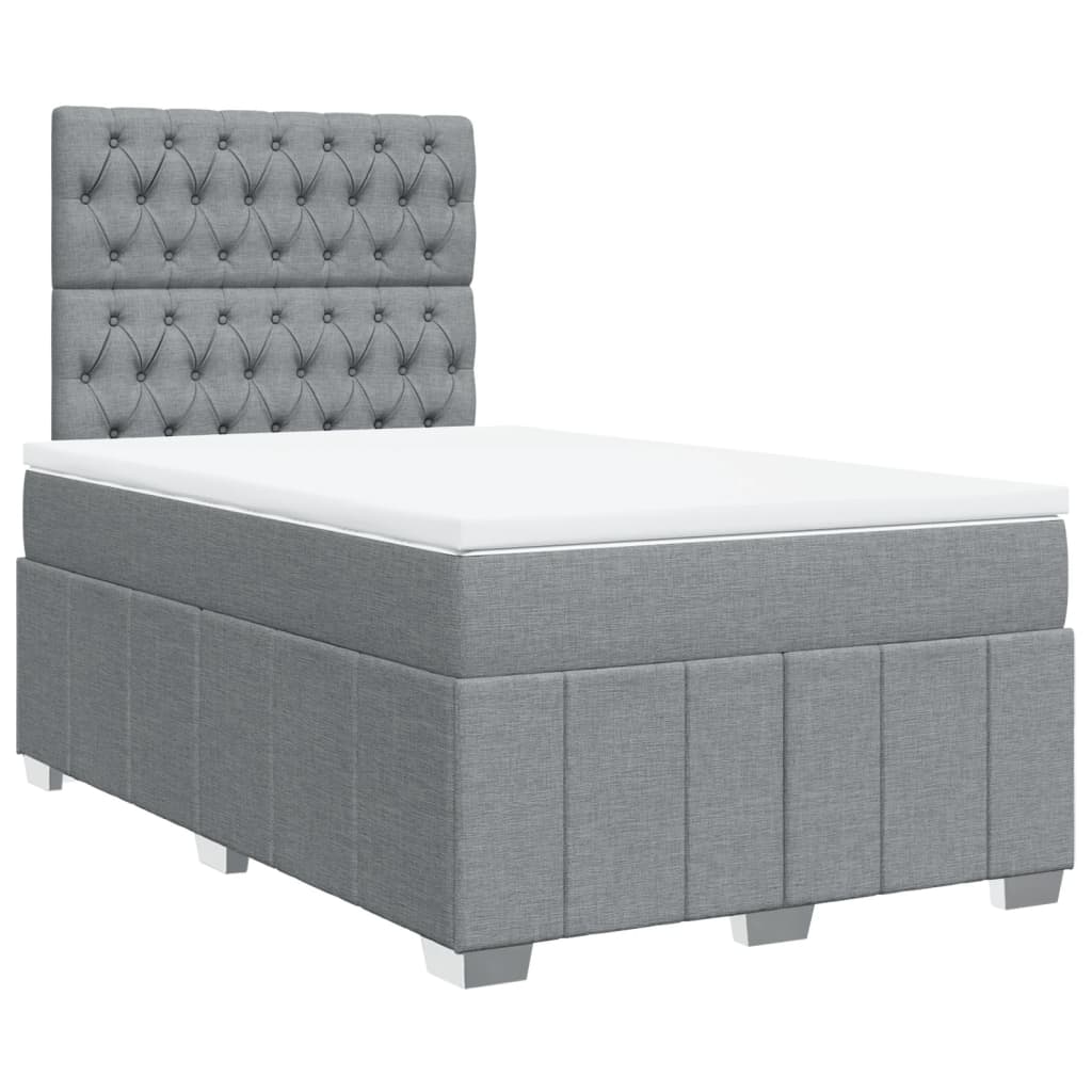 Κρεβάτι Boxspring με Στρώμα Ανοιχτό Γκρι 120x200 εκ. Υφασμάτινο - Pakobazaar