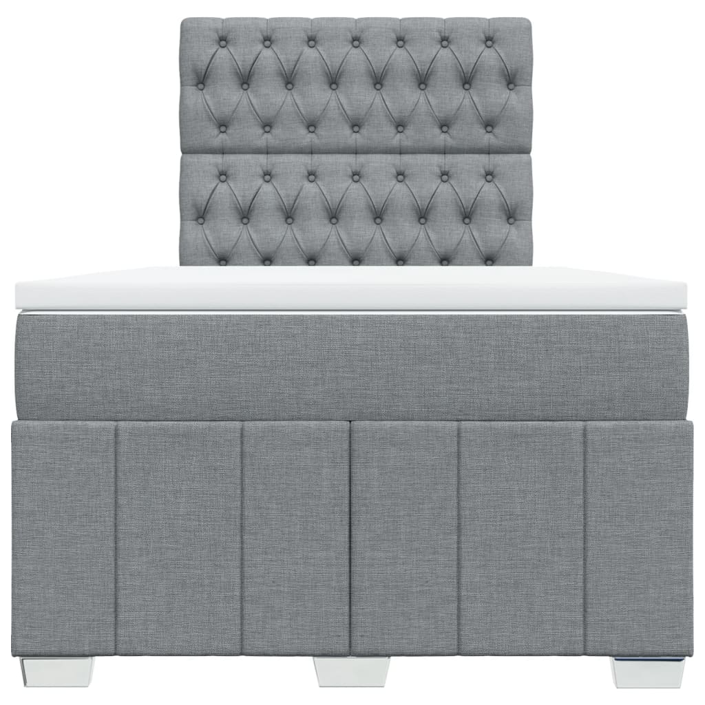 Κρεβάτι Boxspring με Στρώμα Ανοιχτό Γκρι 120x200 εκ. Υφασμάτινο - Pakobazaar