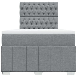 Κρεβάτι Boxspring με Στρώμα Ανοιχτό Γκρι 120x200 εκ. Υφασμάτινο - Pakobazaar