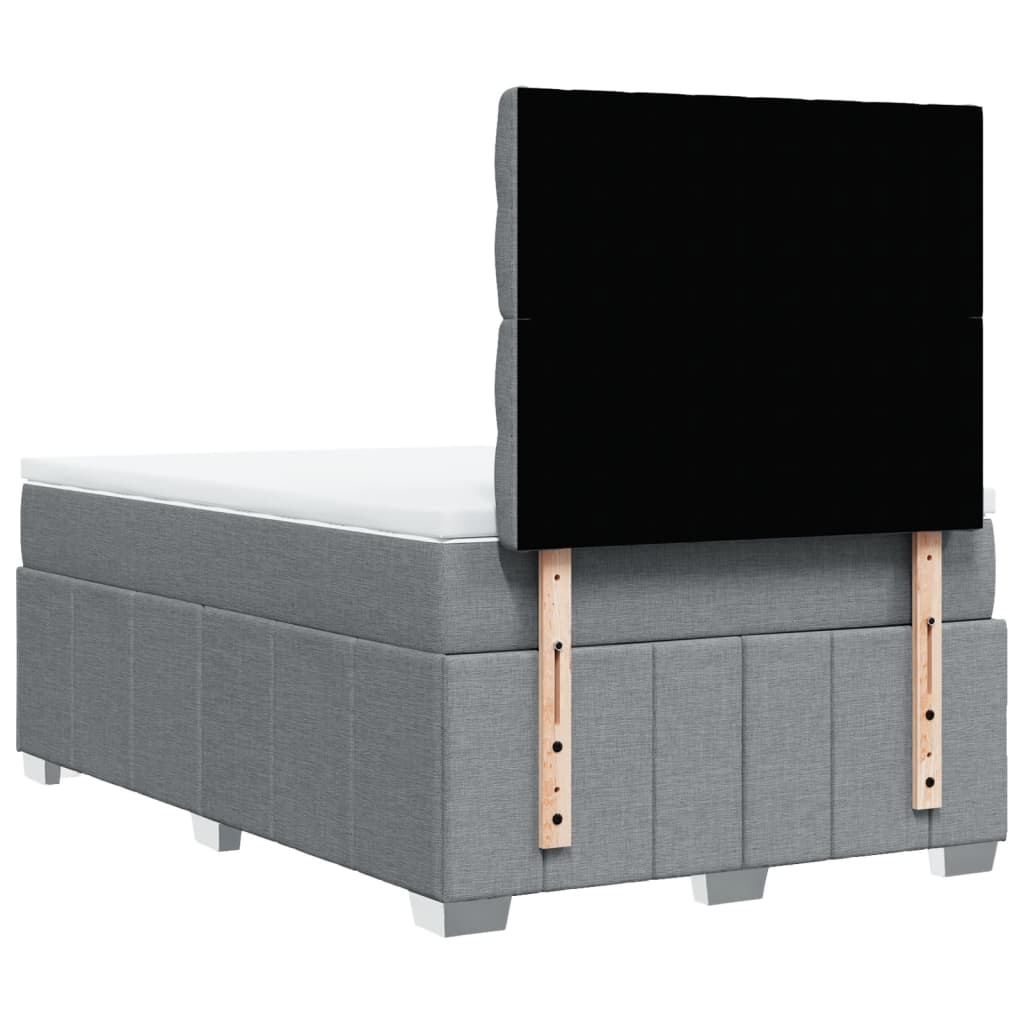 Κρεβάτι Boxspring με Στρώμα Ανοιχτό Γκρι 120x200 εκ. Υφασμάτινο - Pakobazaar