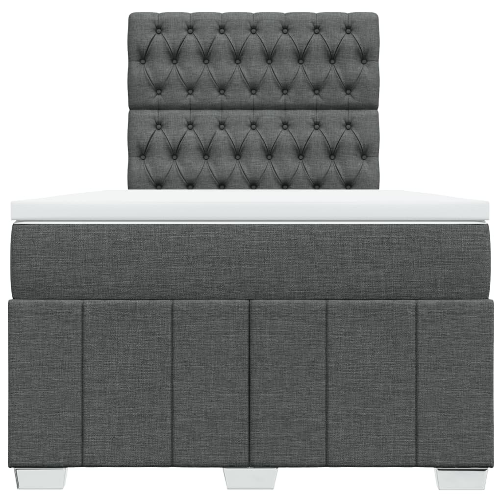 Κρεβάτι Boxspring με Στρώμα Σκούρο Γκρι 120x200 εκ. Υφασμάτινο - Pakobazaar
